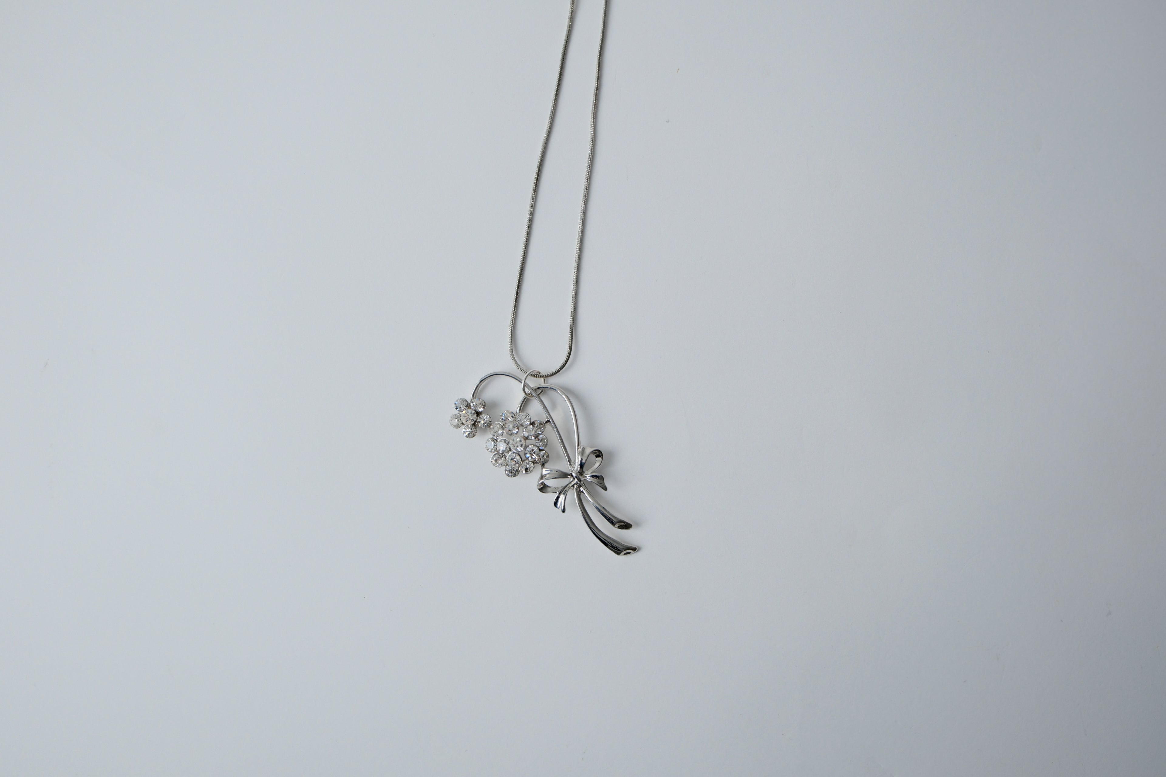 Reworked Sterling Silver Flower Bow Necklace