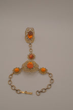 Vintage goldtone filigree hand chain bracelet
