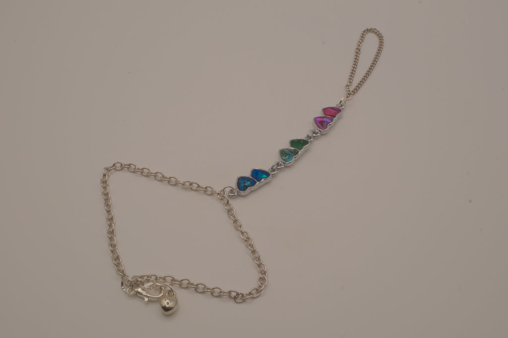Reworked Abalone heart hand chain bracelet