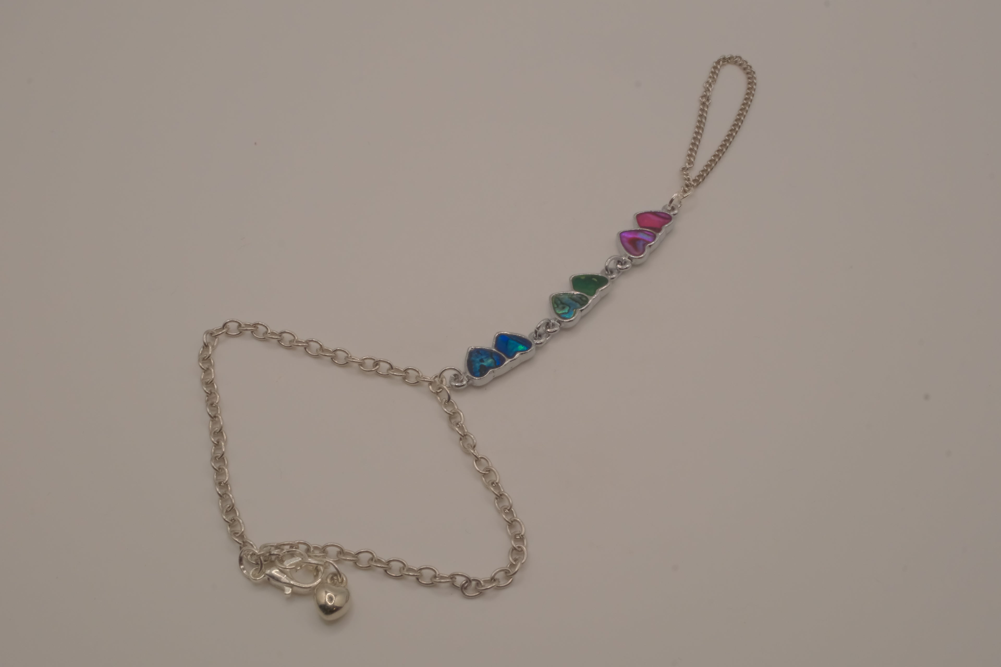 Reworked Abalone heart hand chain bracelet