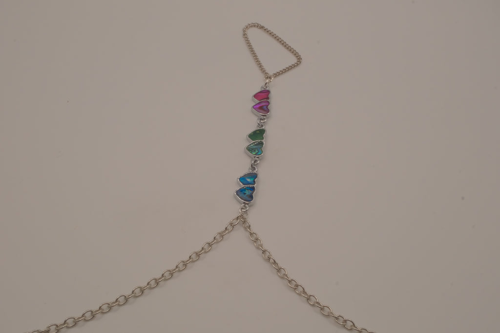 Reworked Abalone heart hand chain bracelet