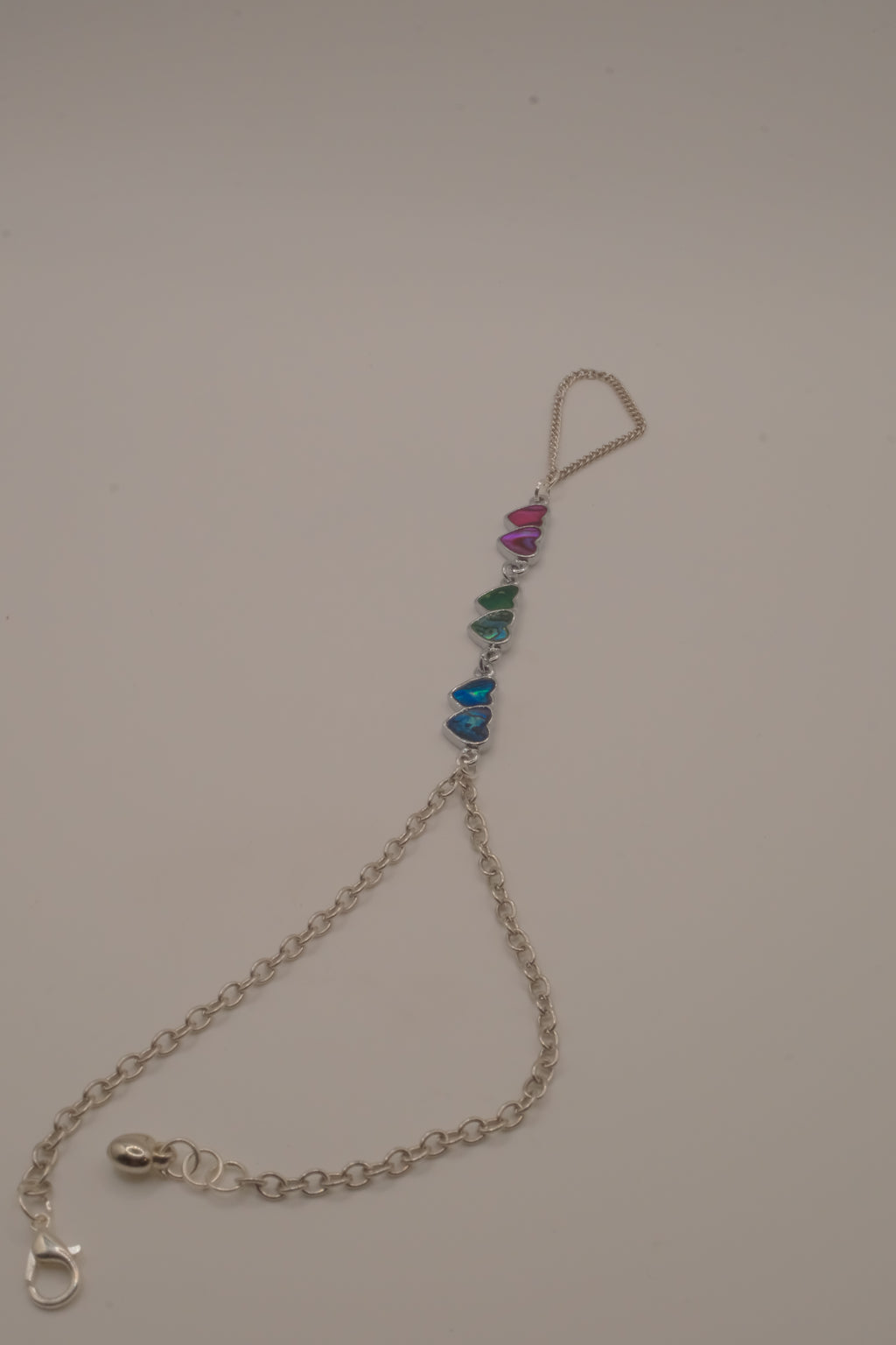 Reworked Abalone heart hand chain bracelet