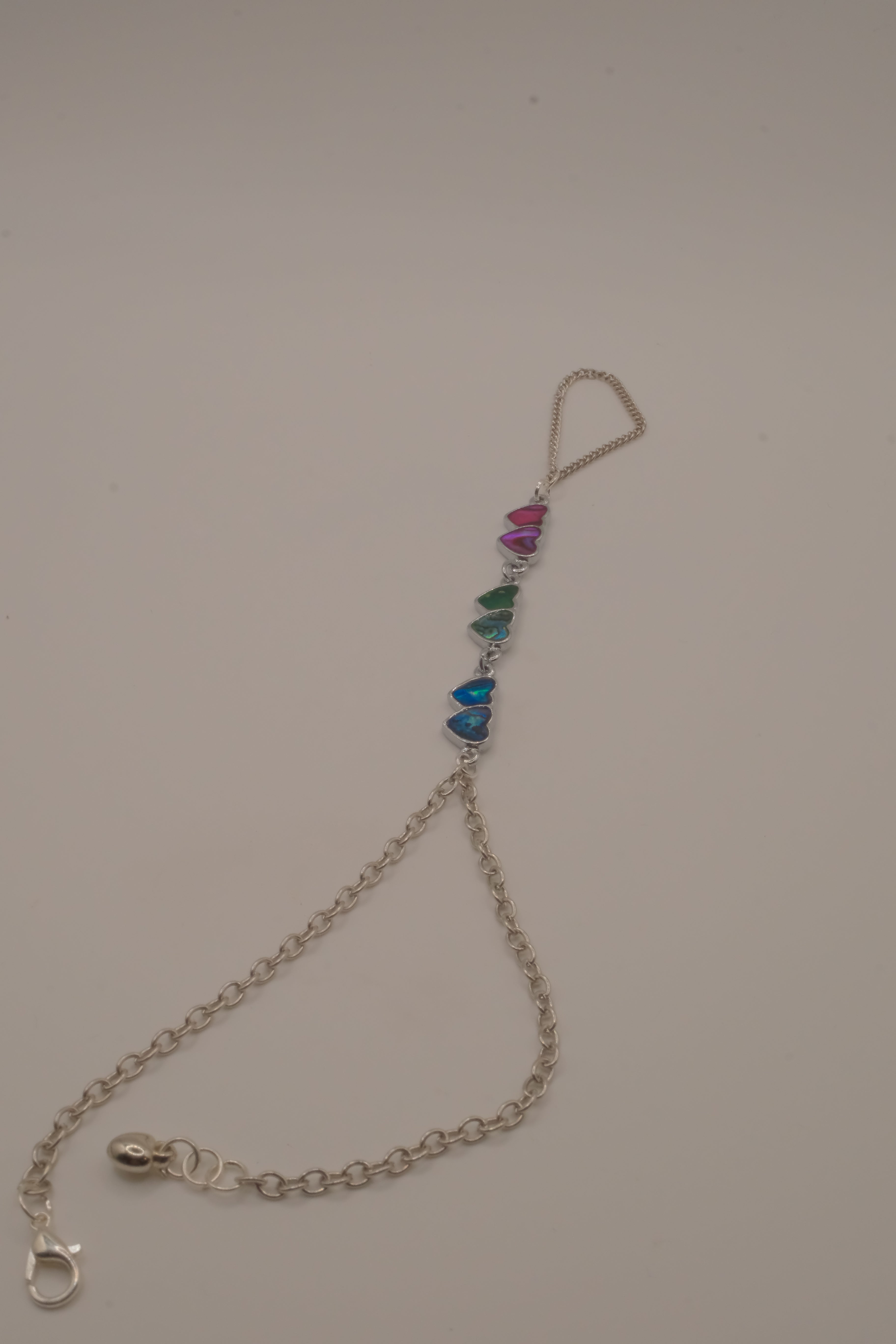 Reworked Abalone heart hand chain bracelet