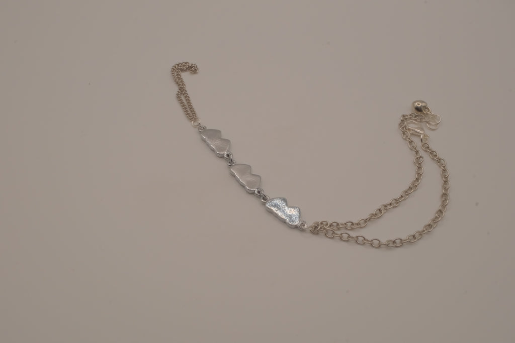 Reworked Abalone heart hand chain bracelet