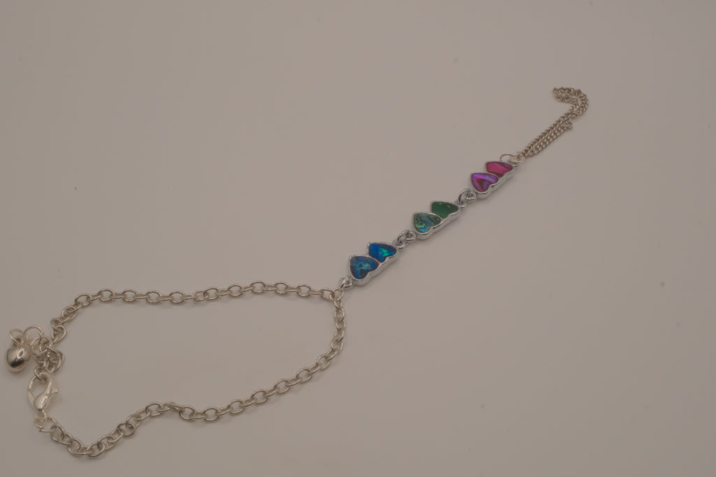 Reworked Abalone heart hand chain bracelet