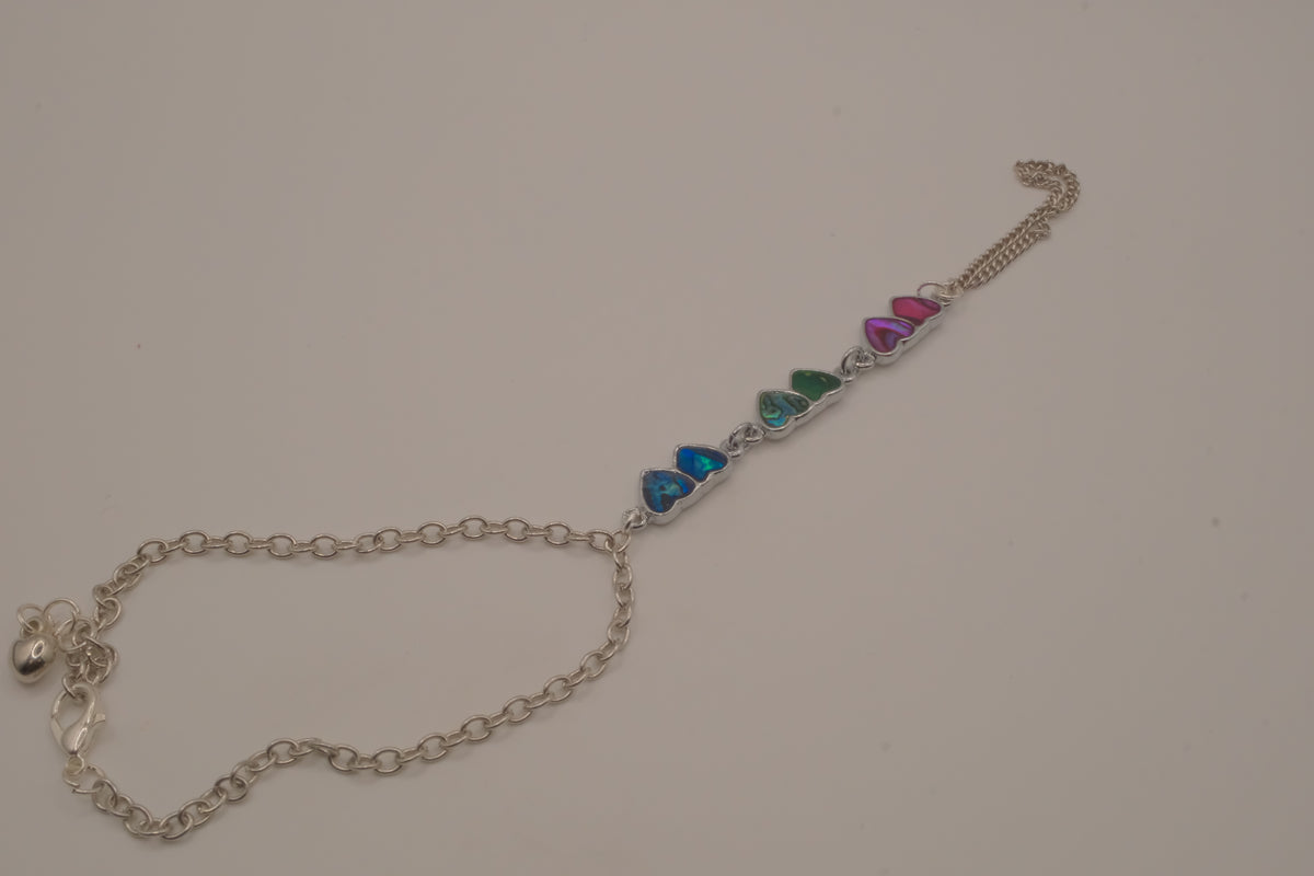 Reworked Abalone heart hand chain bracelet