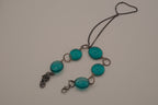 Reworked teal cabochon link hand chain bracelet