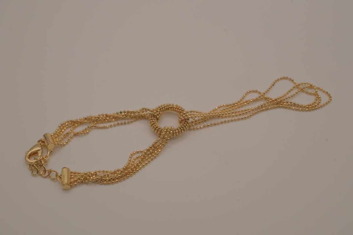 Gold multi-strand hand chain harness bracelet