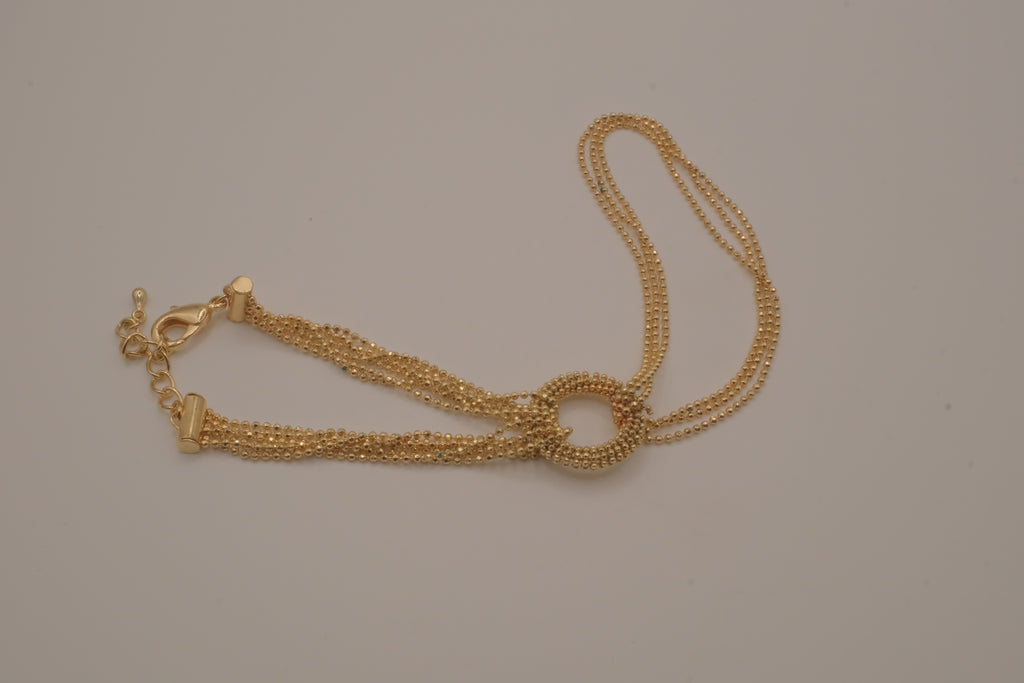 Gold multi-strand hand chain harness bracelet