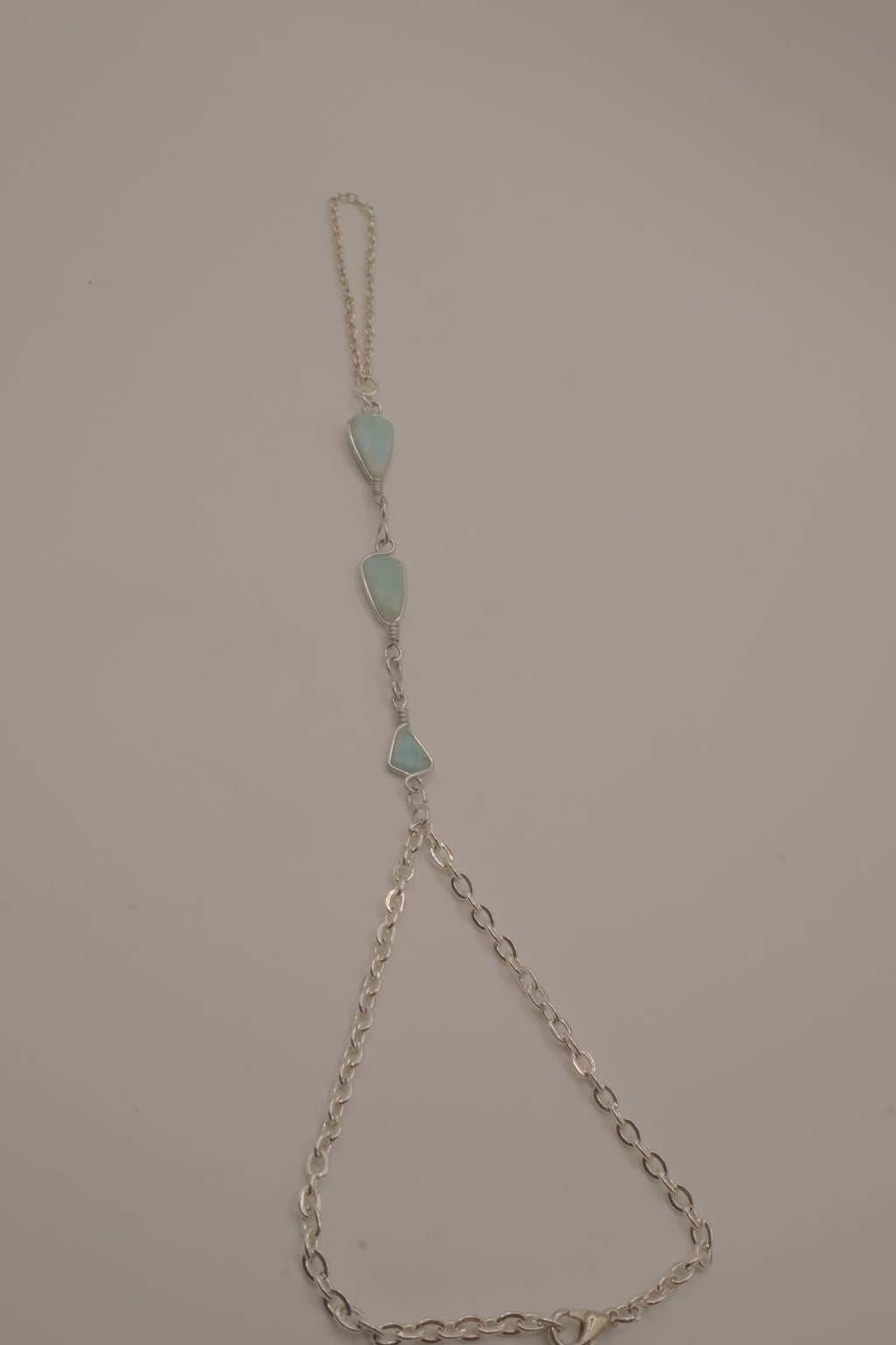 Larimar silver hand chain bracelet