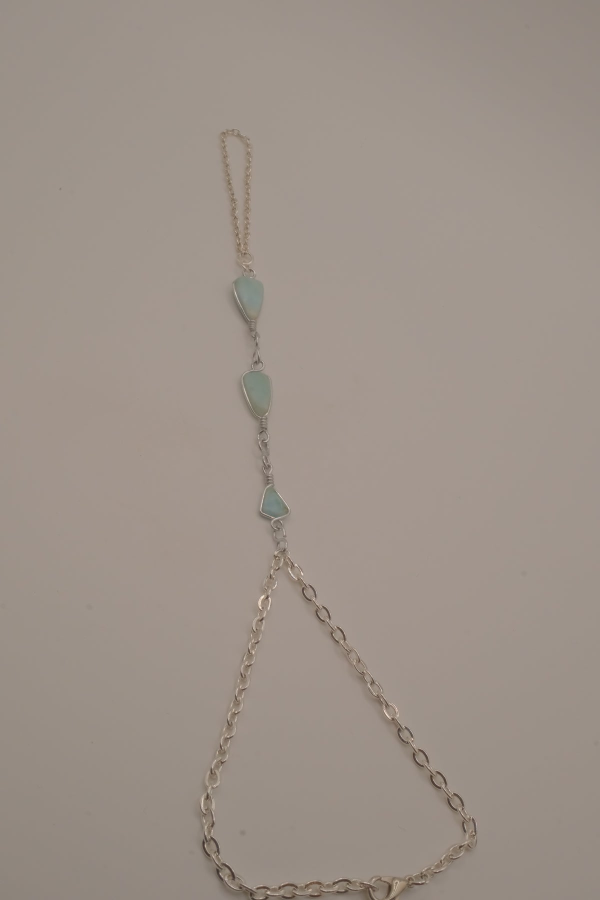 Larimar silver hand chain bracelet