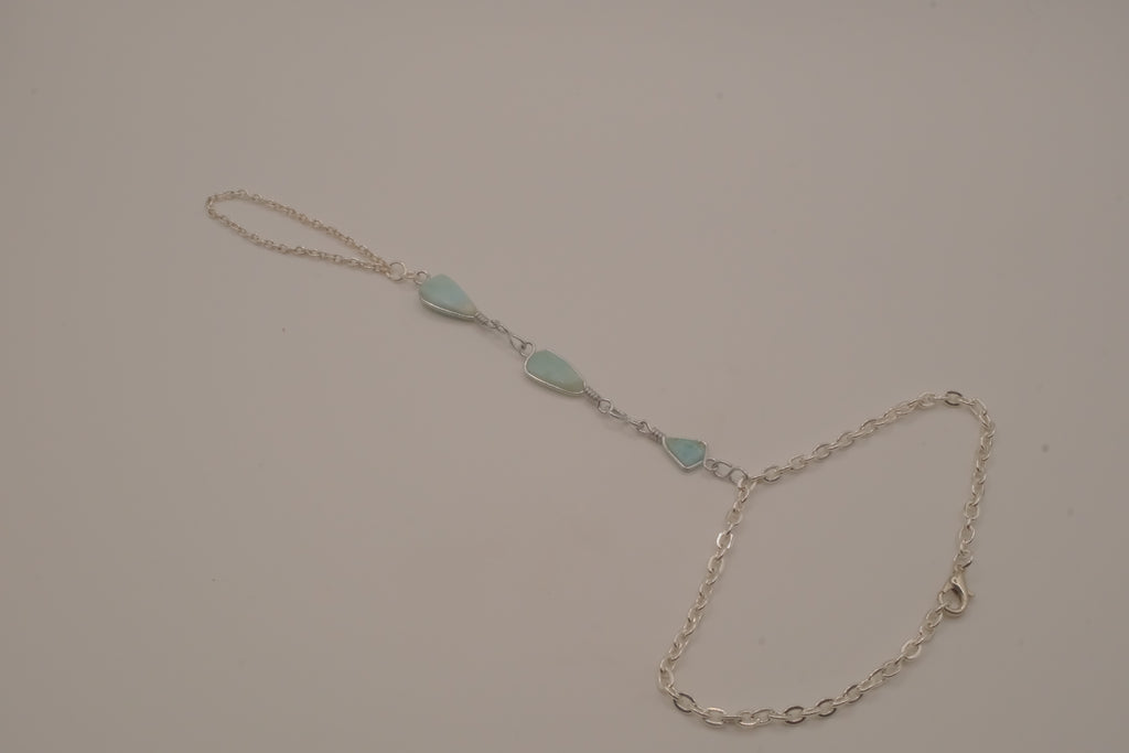 Larimar silver hand chain bracelet