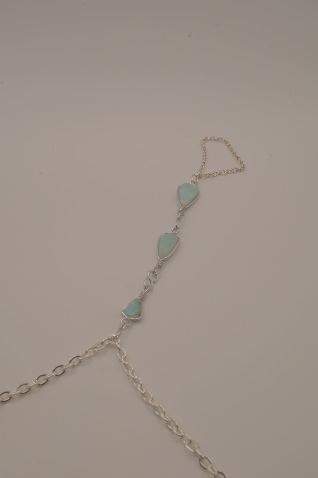 Larimar silver hand chain bracelet