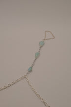 Larimar silver hand chain bracelet