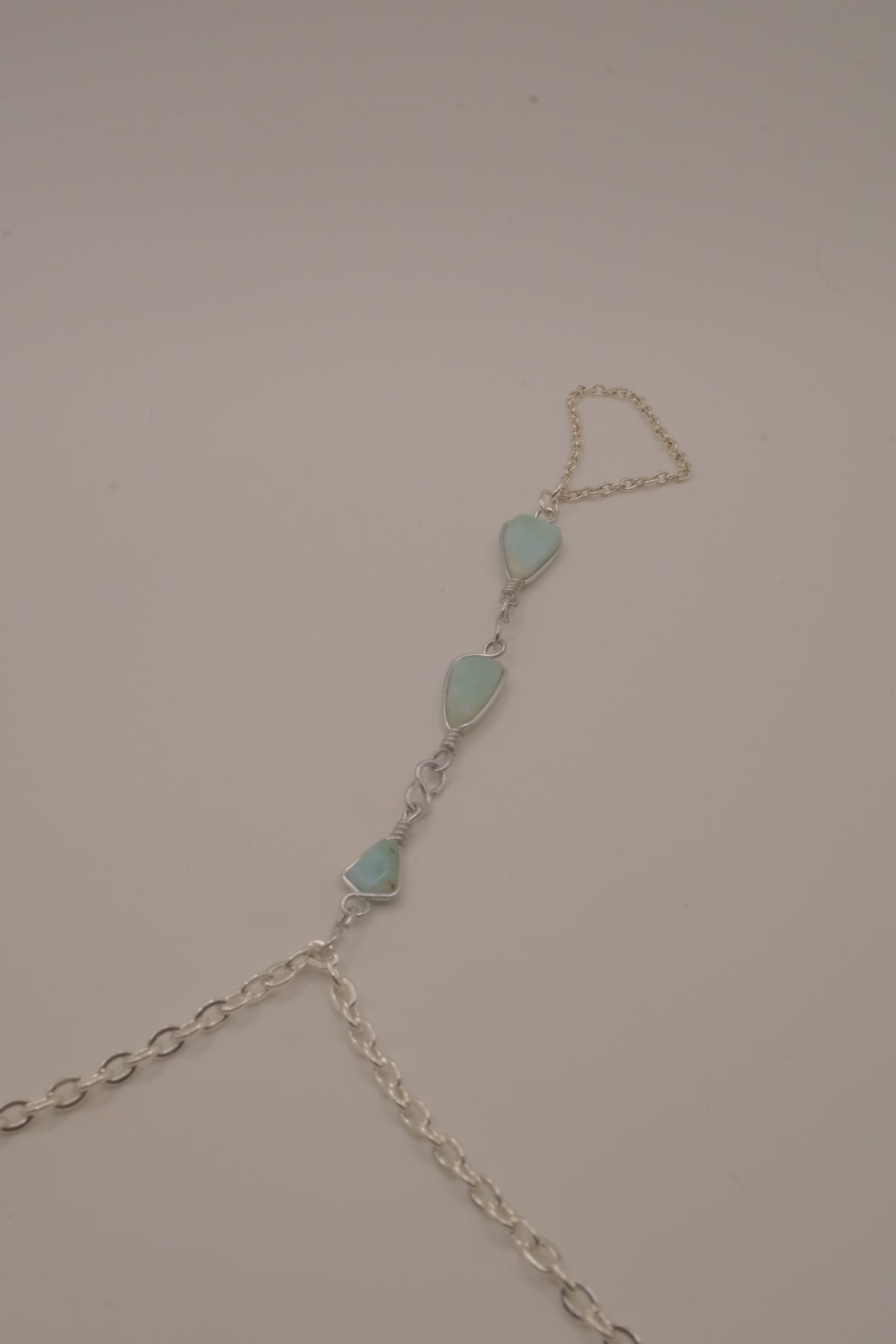 Larimar silver hand chain bracelet