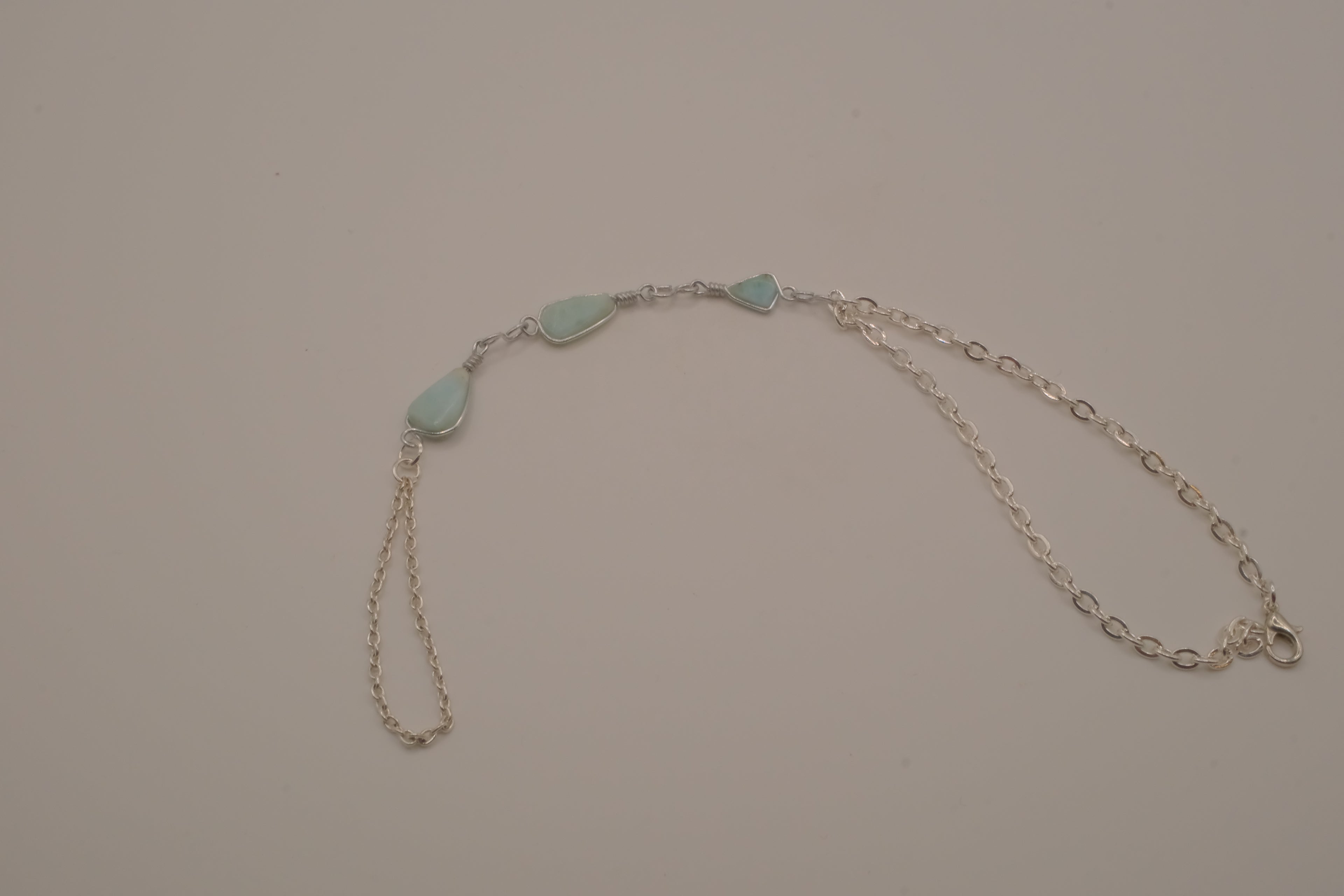 Larimar silver hand chain bracelet