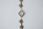 Reworked Silver Rhinestone Watch Bracelet