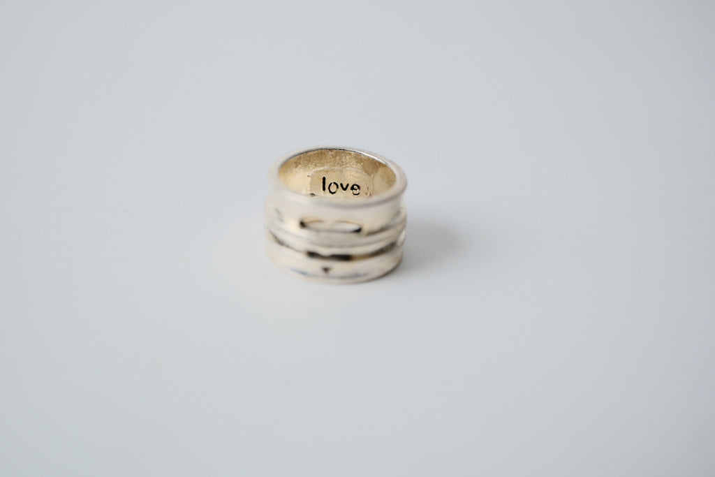 Vintage Sterling Silver Textured Love Ring