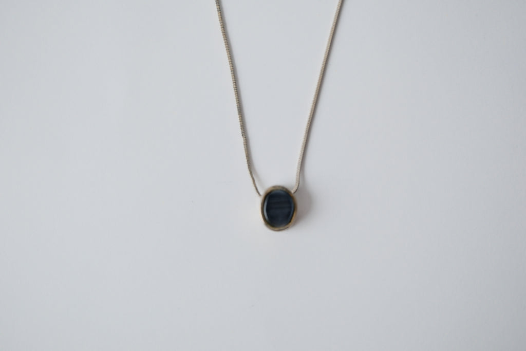 Vintage Blue Dainty Sterling Silver Necklace