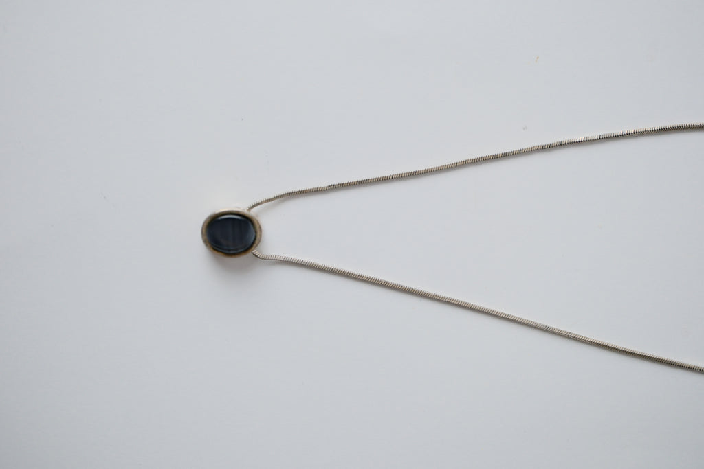 Vintage Blue Dainty Sterling Silver Necklace