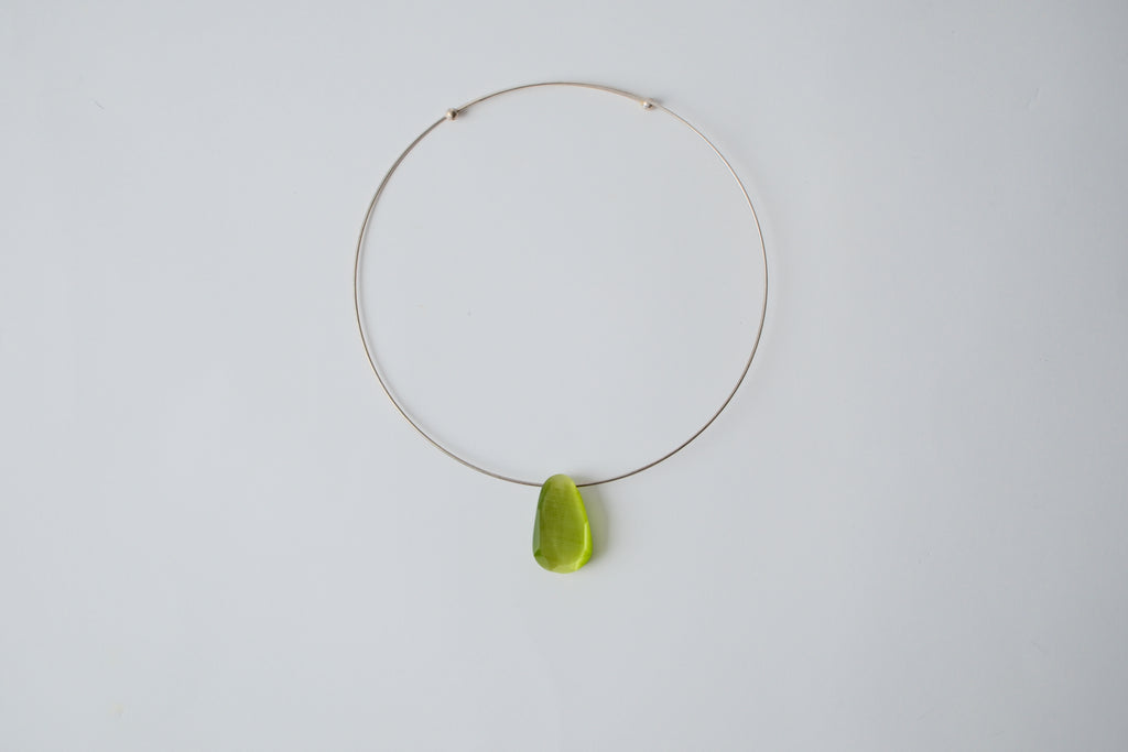 Vintage Sea Glass Silver Cuff Necklace