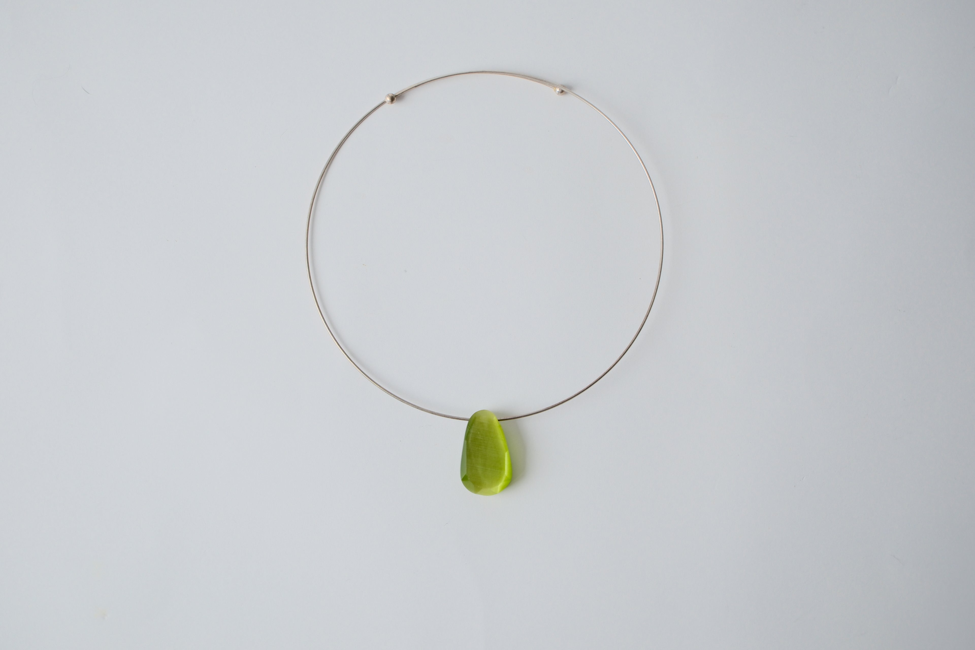Vintage Sea Glass Silver Cuff Necklace