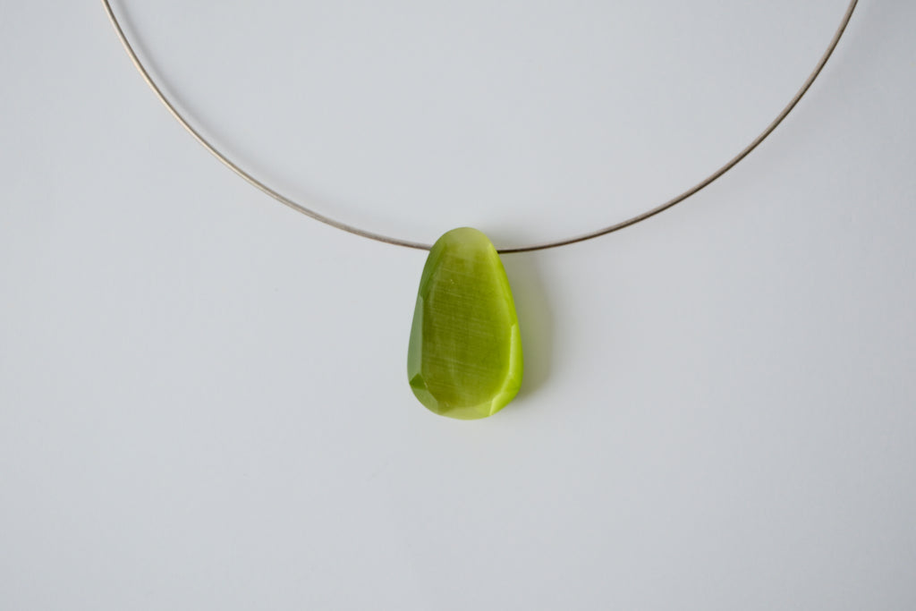 Vintage Sea Glass Silver Cuff Necklace