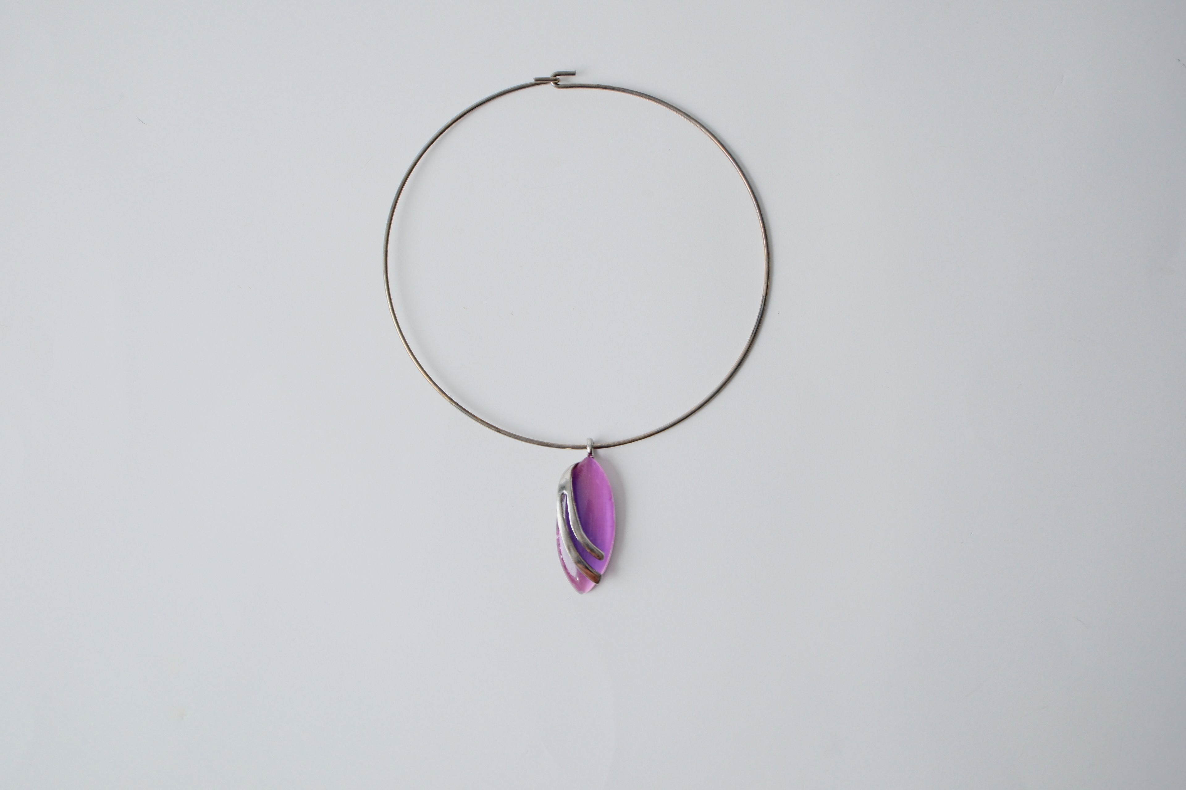 Vintage Purple Stone Silver Cuff Necklace