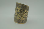 Ornate open back adjustable brass cuff bracelet