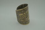 Ornate open back adjustable brass cuff bracelet