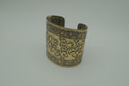 Ornate open back adjustable brass cuff bracelet