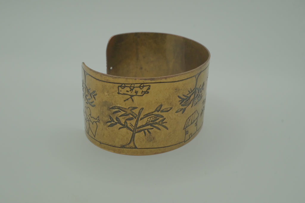 Vintage handcrafted brass cuff bracelet