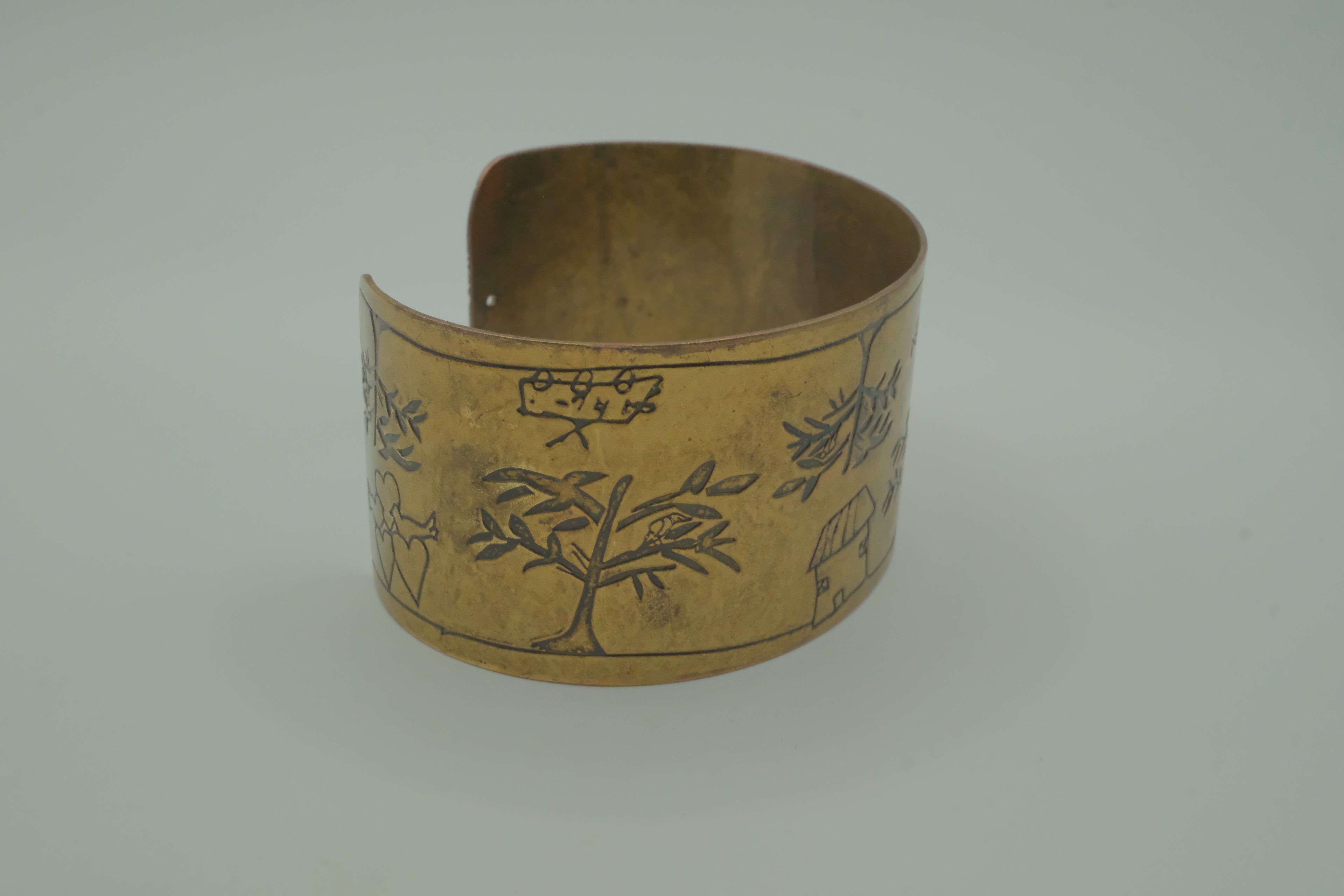 Vintage handcrafted brass cuff bracelet