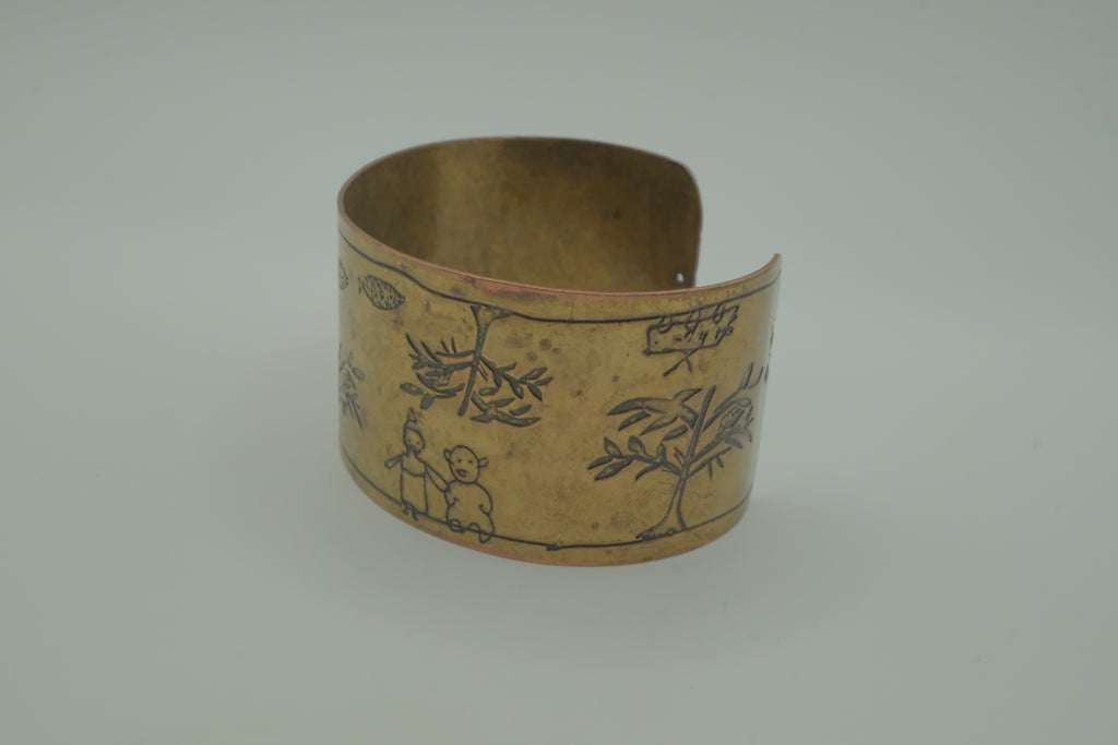 Vintage handcrafted brass cuff bracelet