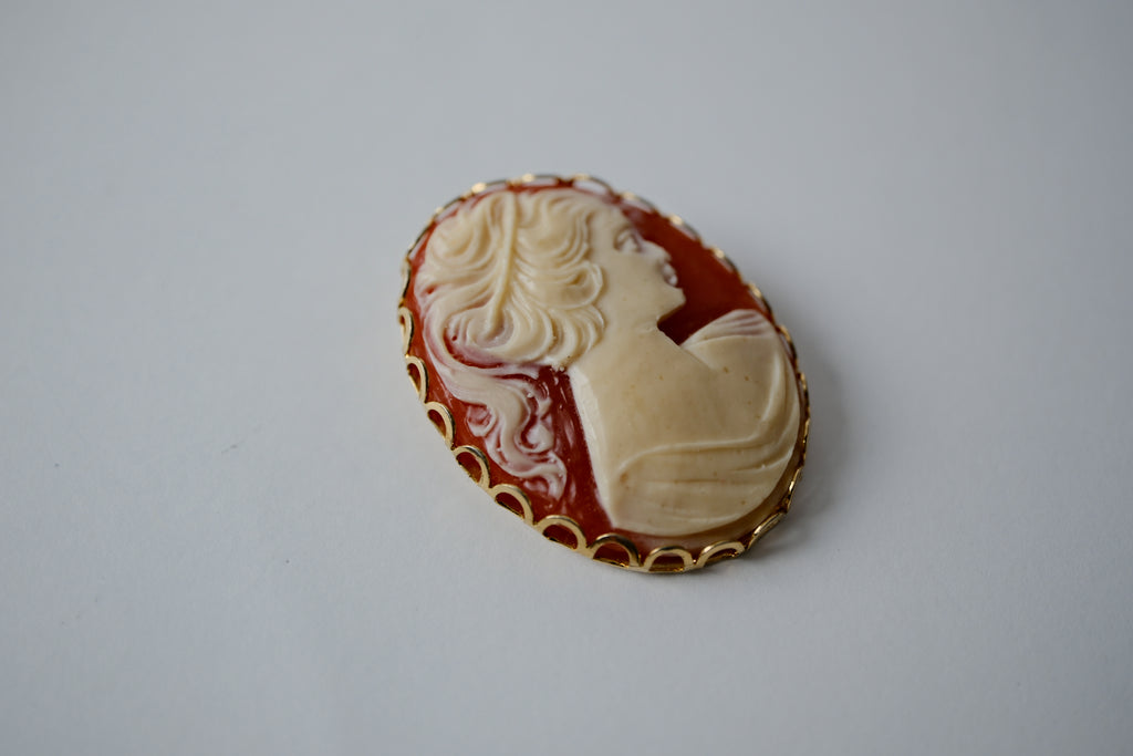 Vintage 1950s Cameo brooch portrait