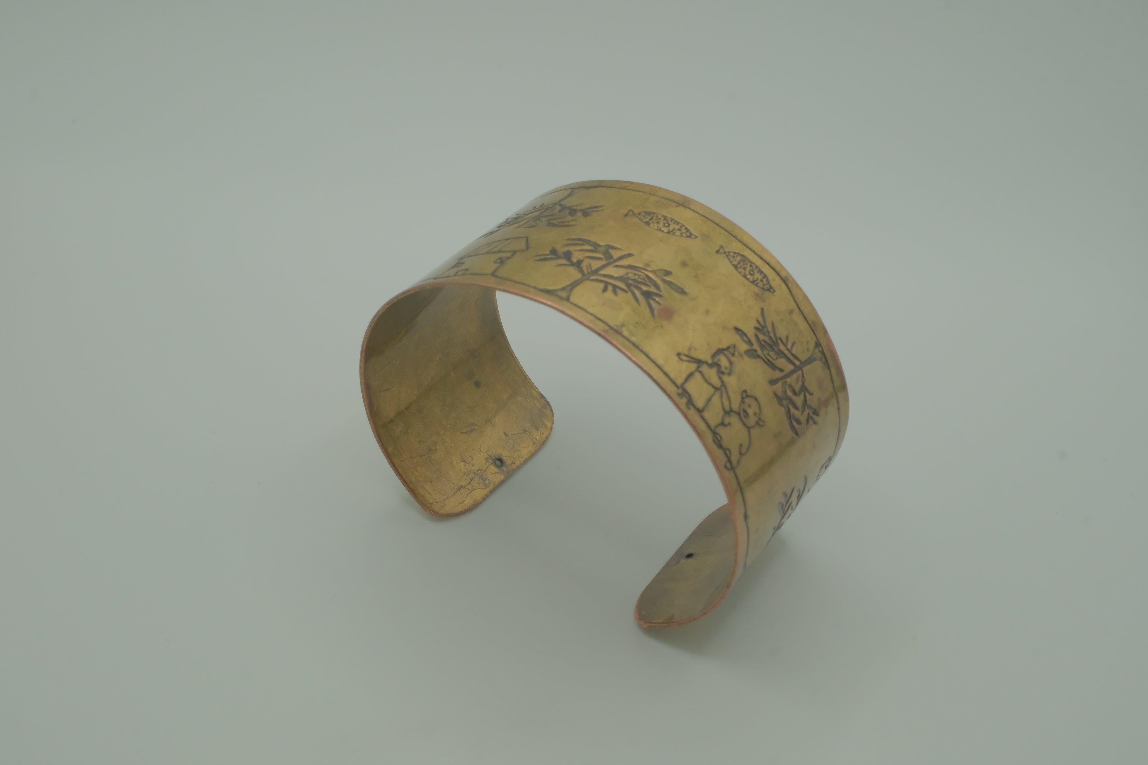 Vintage handcrafted brass cuff bracelet