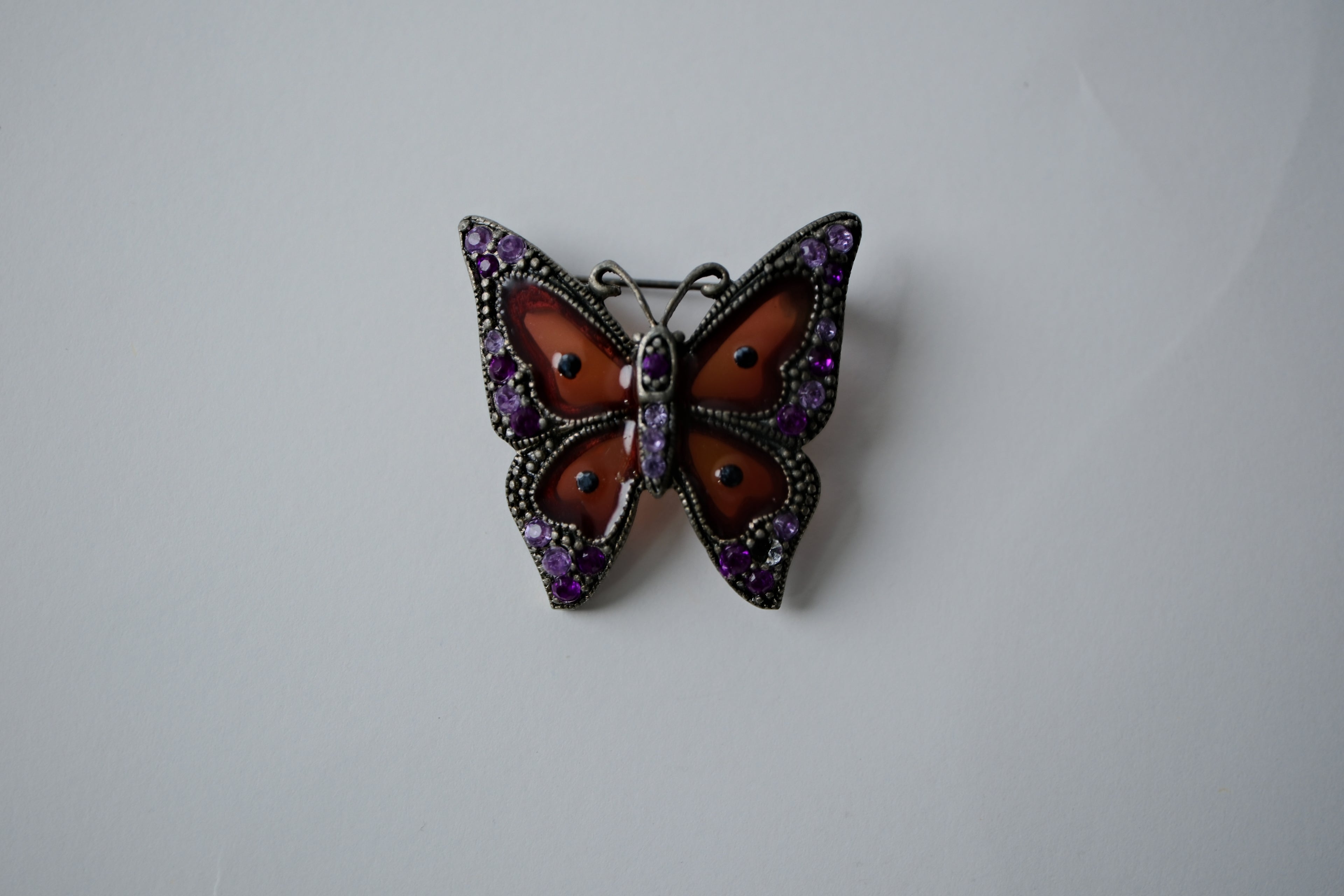 Vintage Purpe Rhinestones Butterfly brooch