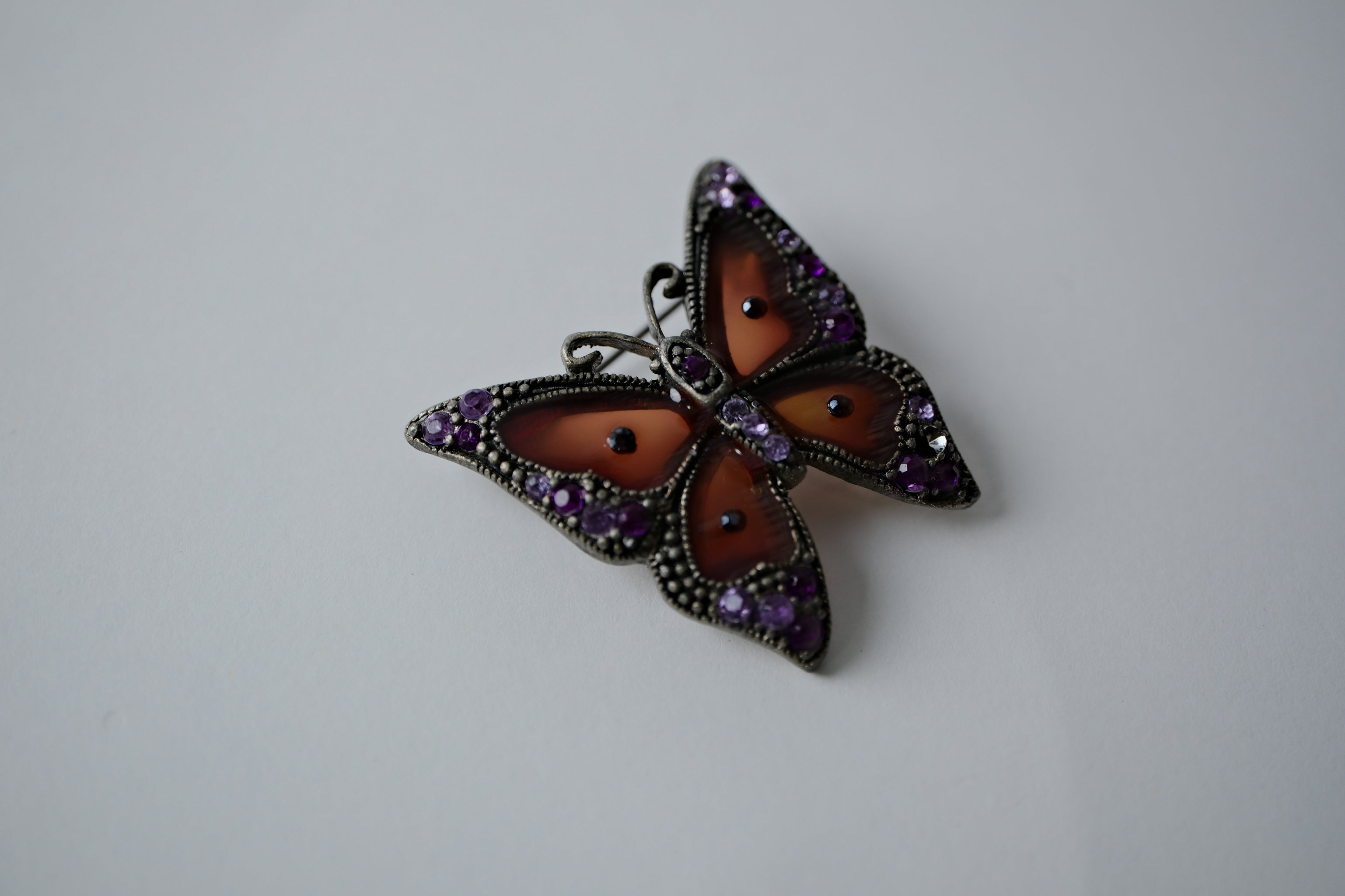 Vintage Purpe Rhinestones Butterfly brooch