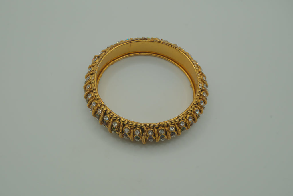 Antique-finish gold stone stone bangle