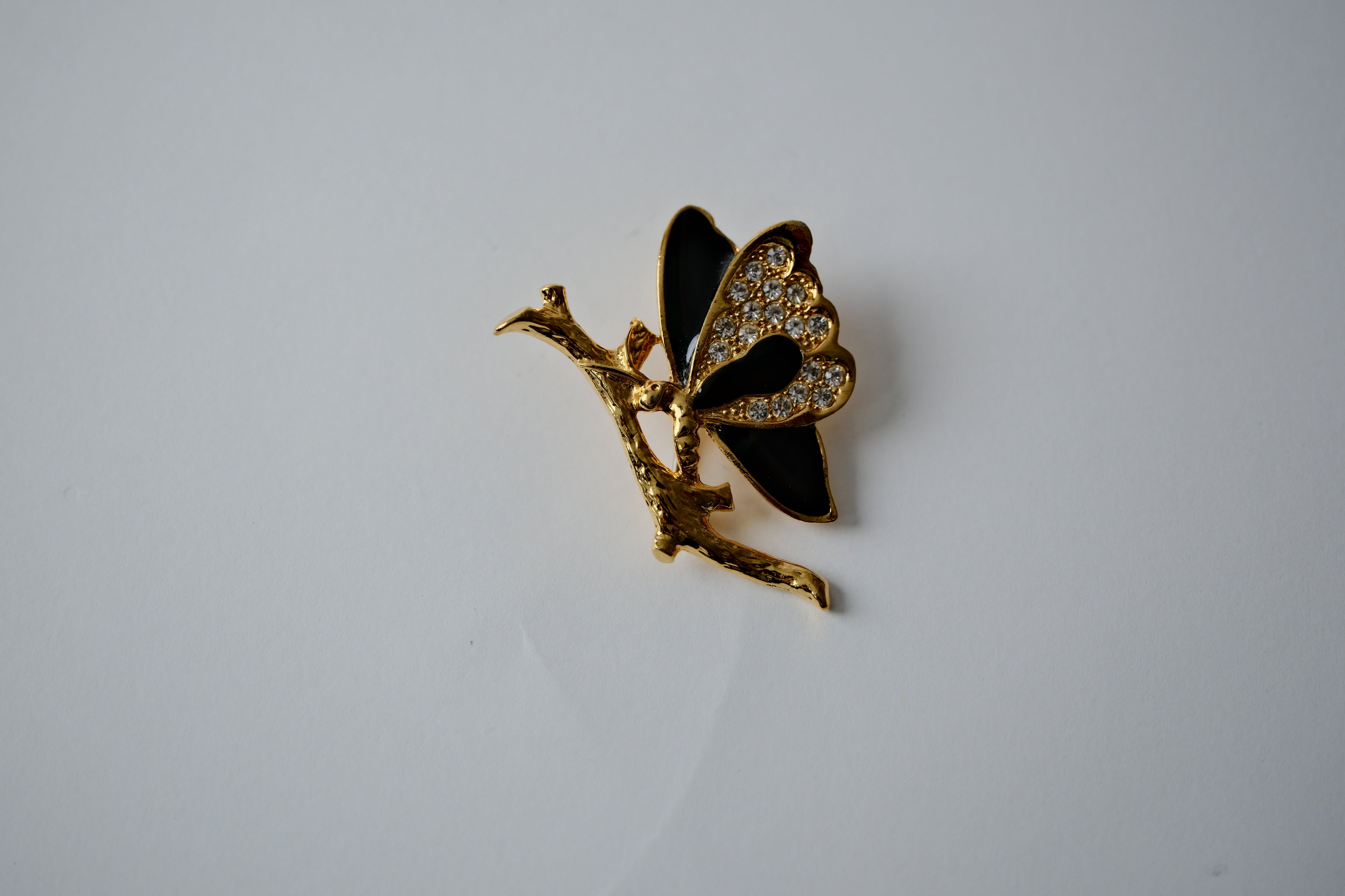 Vintage Black and gold butterfly brooch
