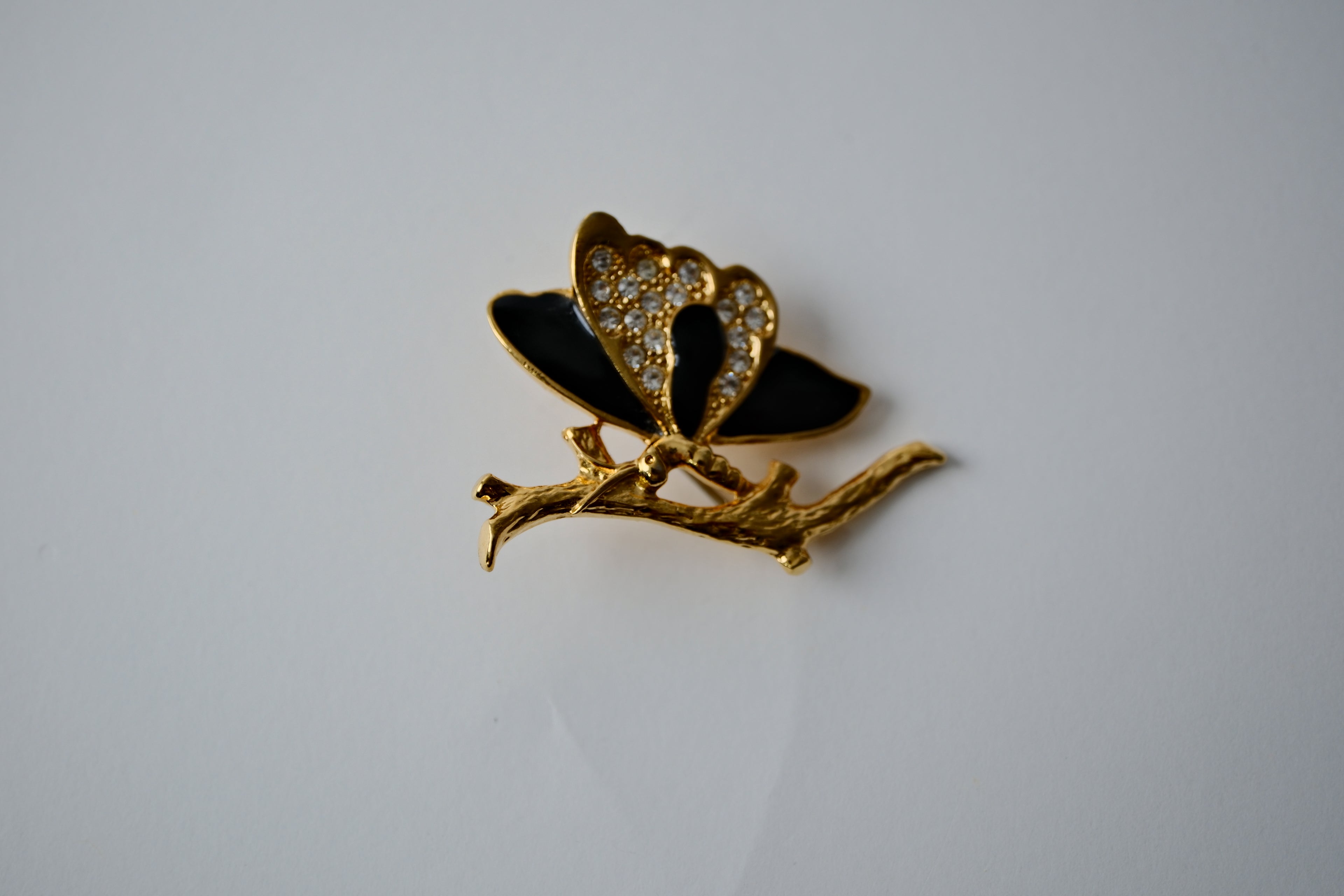 Vintage Black and gold butterfly brooch
