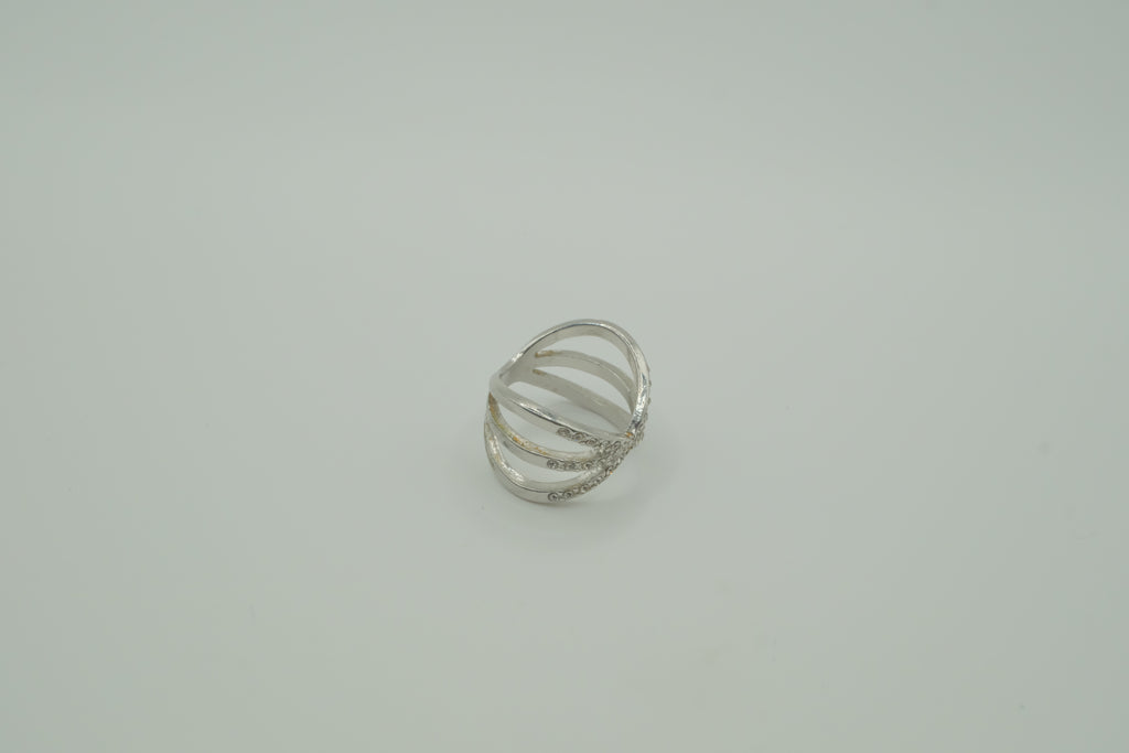 Multi-strand criss-cross statement ring