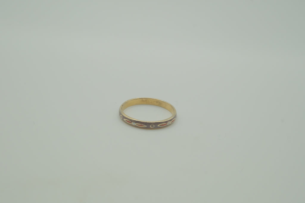 Vintage cloisonné enamel band ring