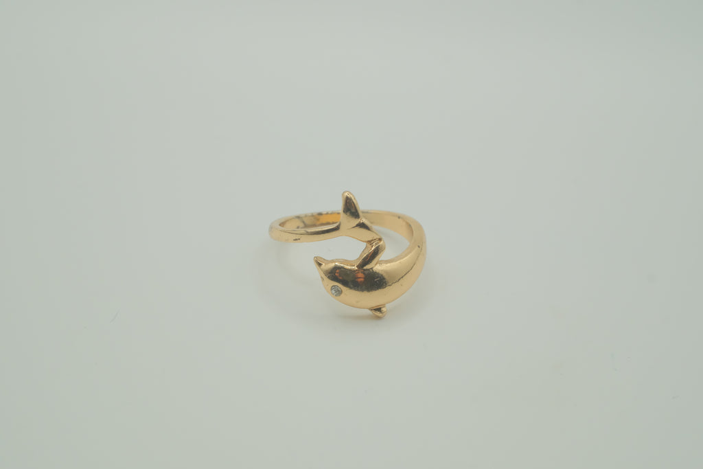 Vintage gold dolphin bypass ring
