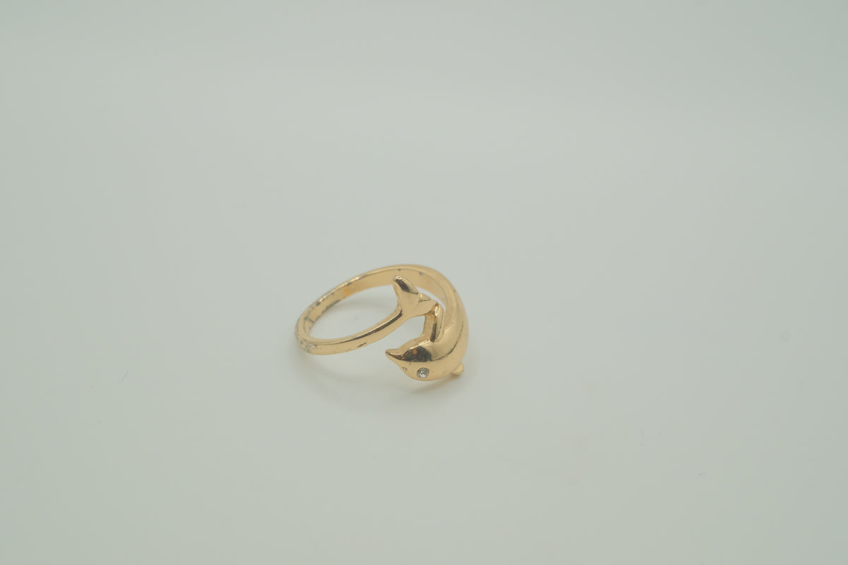 Vintage gold dolphin bypass ring