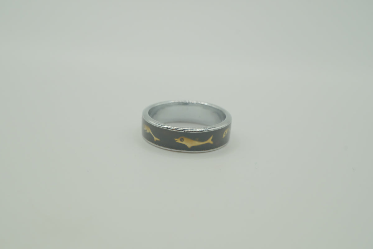 Vintage dark enamel &nbsp;dolphin ring