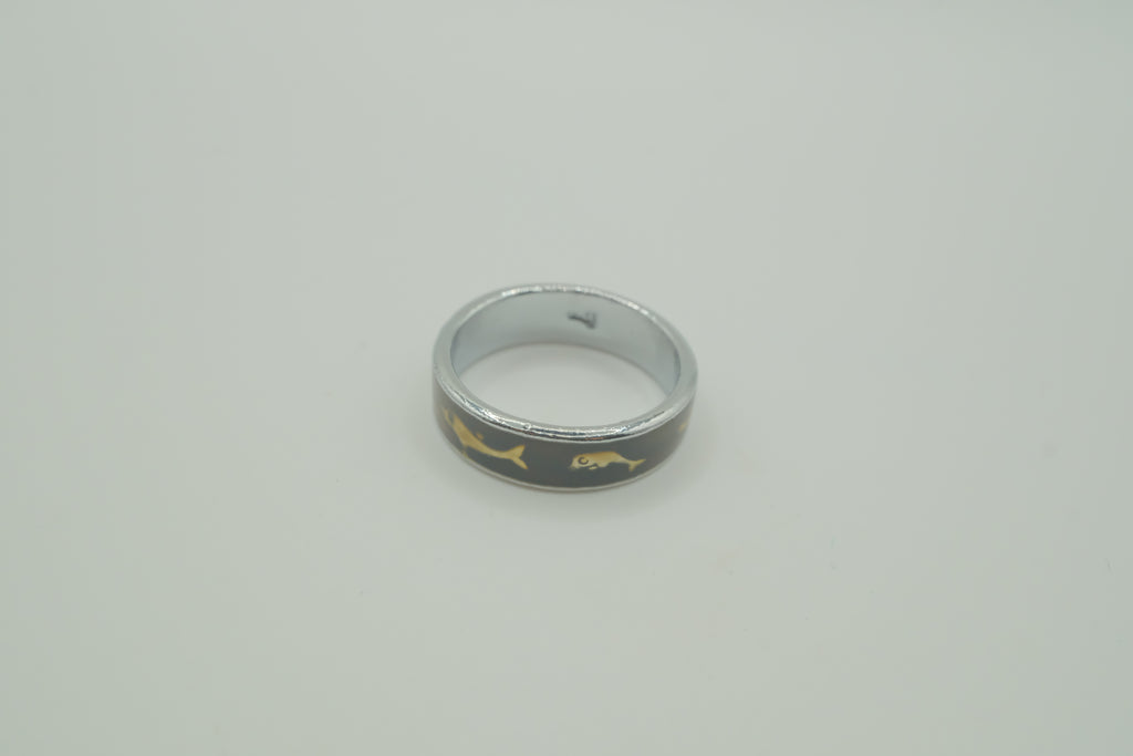 Vintage dark enamel &nbsp;dolphin ring