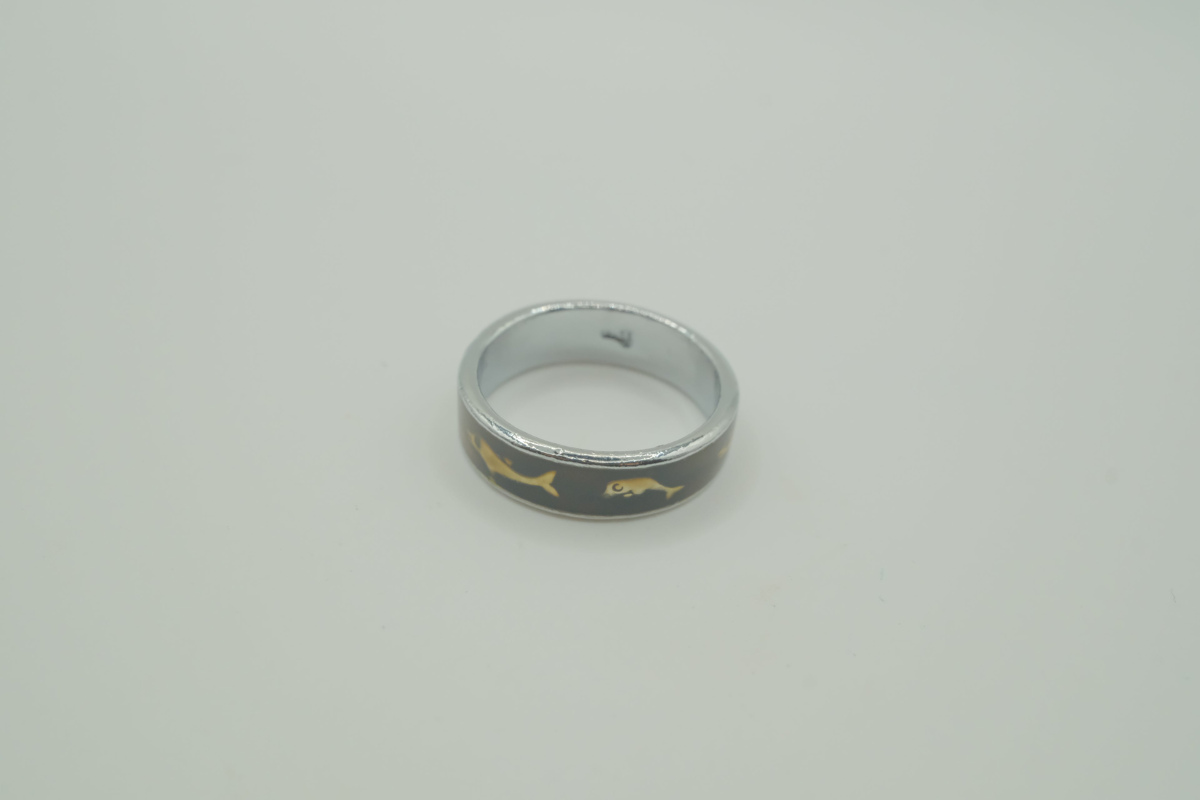 Vintage dark enamel &nbsp;dolphin ring