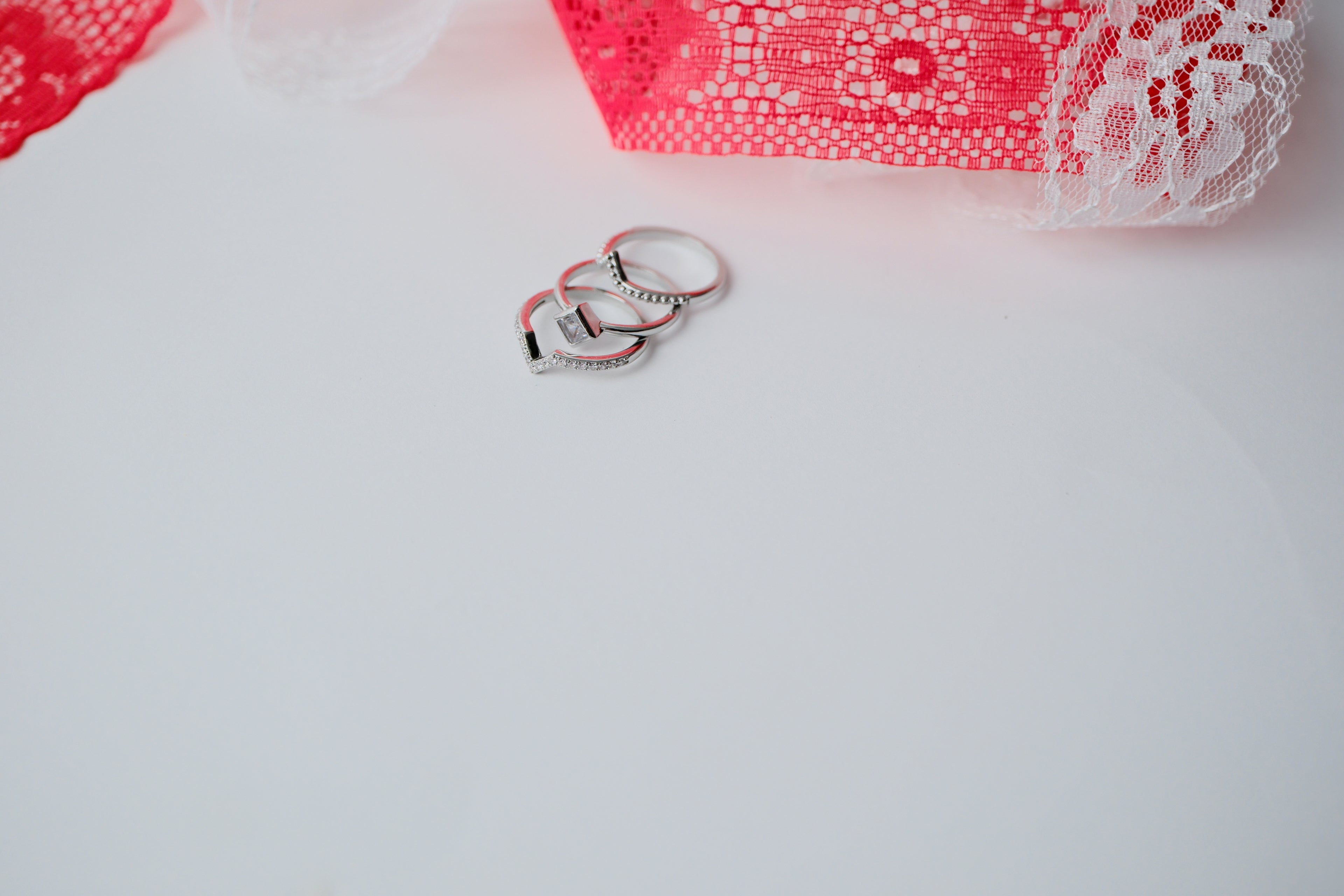 Diamond Cut Stacked Sterling Silver Rings