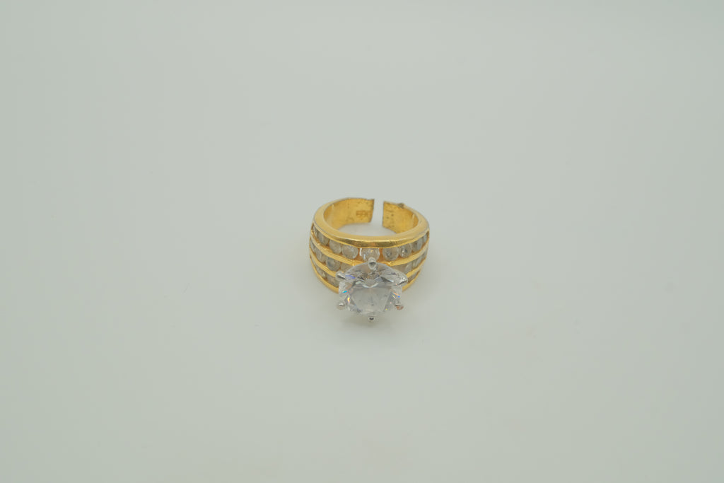 Multi-row channel-set solitaire ring